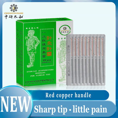 agulhas descartáveis Ring Handle de cobre vermelho da acupuntura de 100pcs Zhongyan Taihe