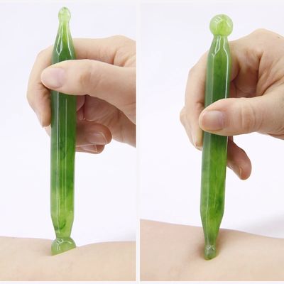 Pedra de Gua Sha de Jade Verde Revitalizante Ferramenta de Massagem Facial