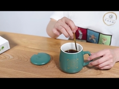 Caneca de café de cerâmica reutilizável fosca 7x9cm Estilo Medicina Tradicional Chinesa Com Colher